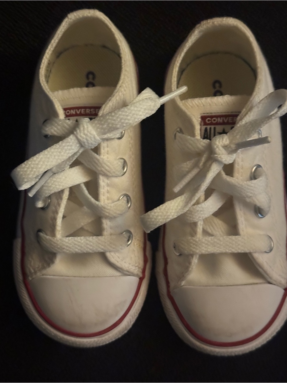 Converse Kids White Canvas Low-Top Sneakers with Red Trim